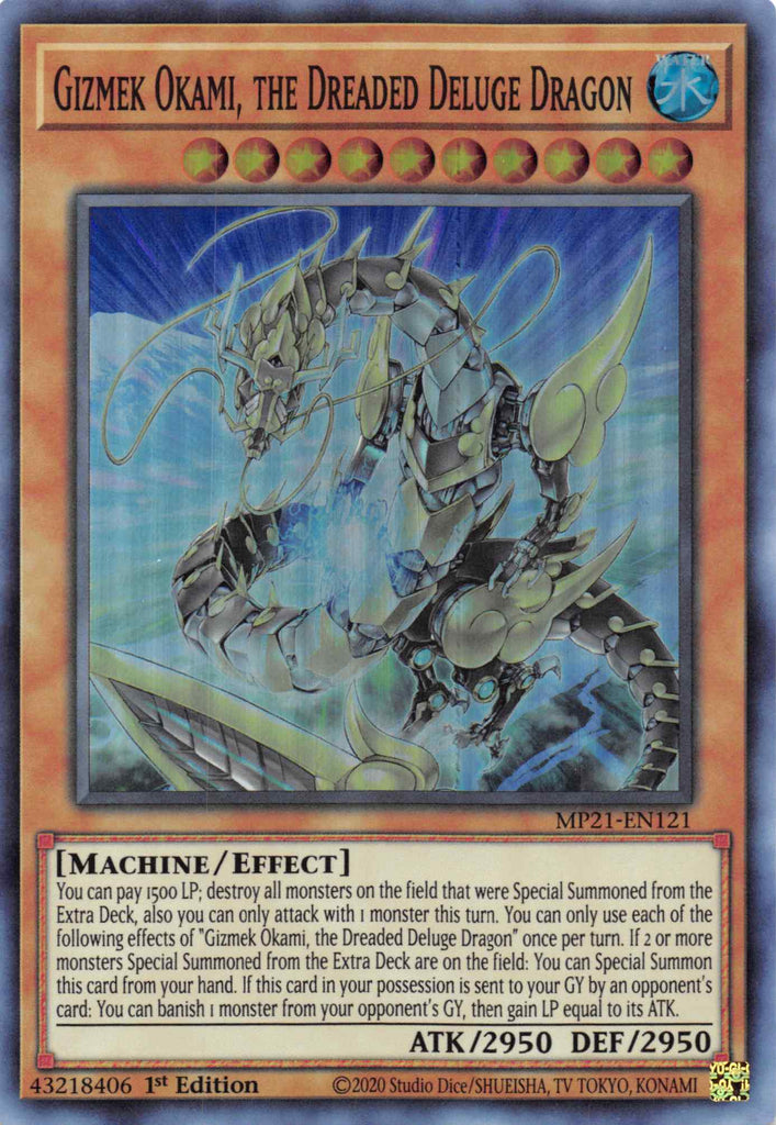 yugioh gizmek cards Gizmek Okami, the Dreaded Deluge Dragon [MP21-EN121] Super Rare