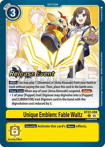 Unique Emblem: Fable Waltz [BT22-098] [Cyber Eden Release Event Cards]