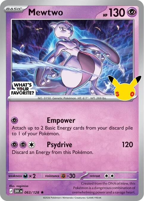 Mewtwo (063/128) (What's Your Favorite Stamp) [Miscellaneous Cards]