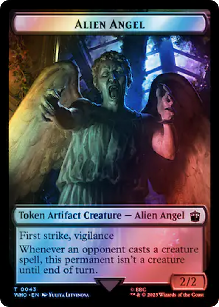 Alien Angel // Treasure (0063) Double-Sided Token (Surge Foil) [Doctor Who Tokens]