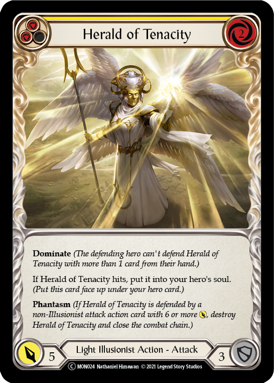 Herald of Tenacity (Yellow) [U-MON024-RF] Unlimited Rainbow Foil