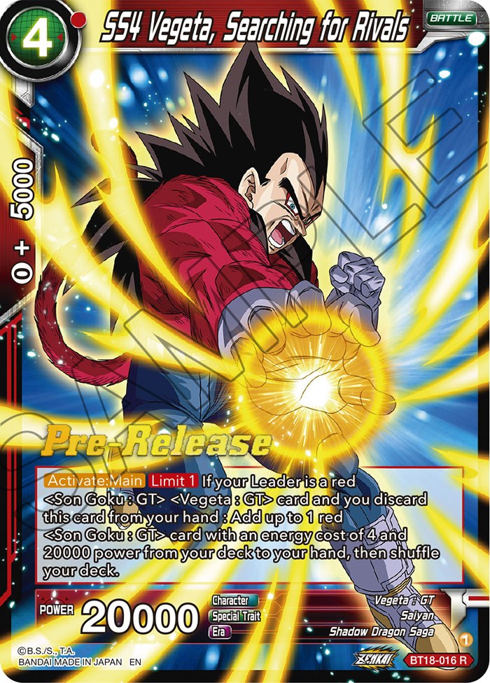 SS4 Vegeta, Searching for Rivals (BT18-016) [Dawn of the Z-Legends Pre
