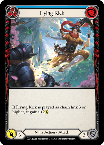 Flying Kick (Blue) [U-CRU065-RF] Unlimited Rainbow Foil