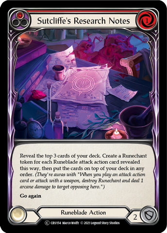 Sutcliffe's Research Notes (Red) [U-CRU154-RF] Unlimited Rainbow Foil